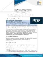 Guía de Actividades y Rúbrica de Evaluación - Unidad 1 - Tarea 1 - Introducción A Los Sistemas de Telecomunicaciones