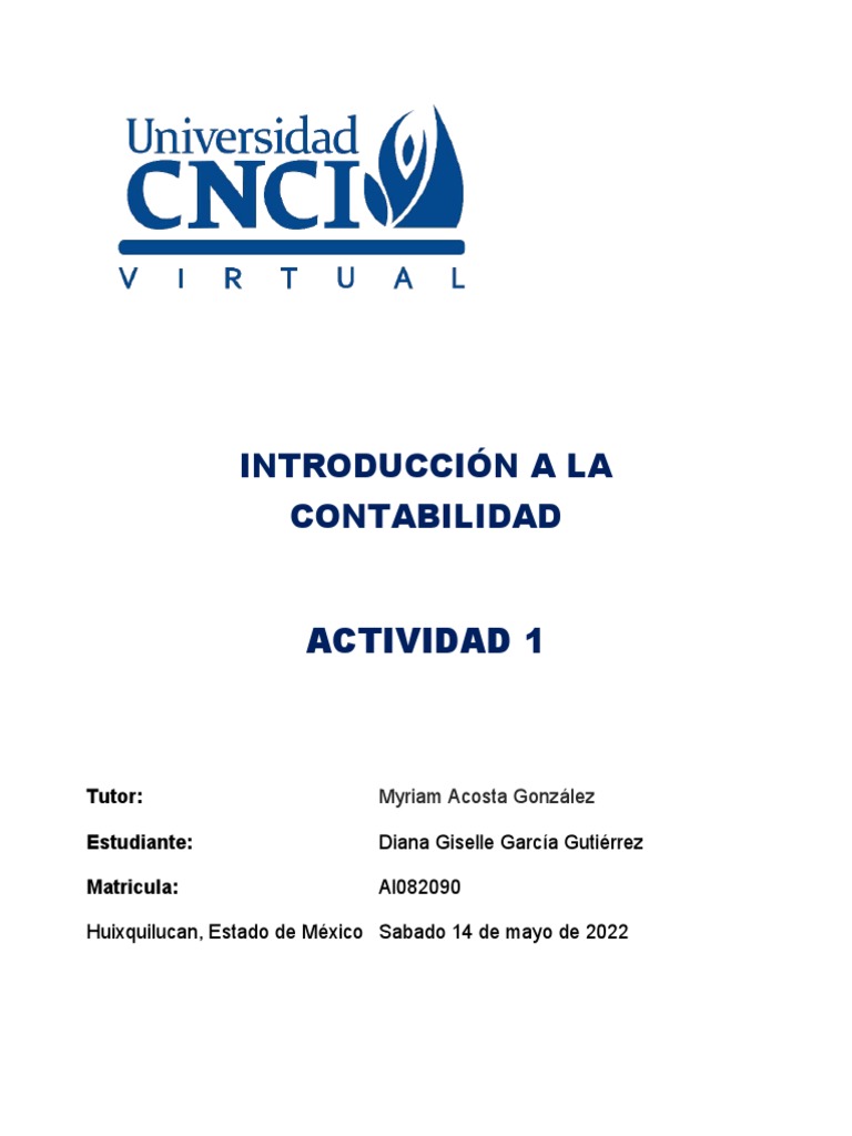 Actividad 1 Introduccion A La Contabilidad Pdf Contabilidad Economias