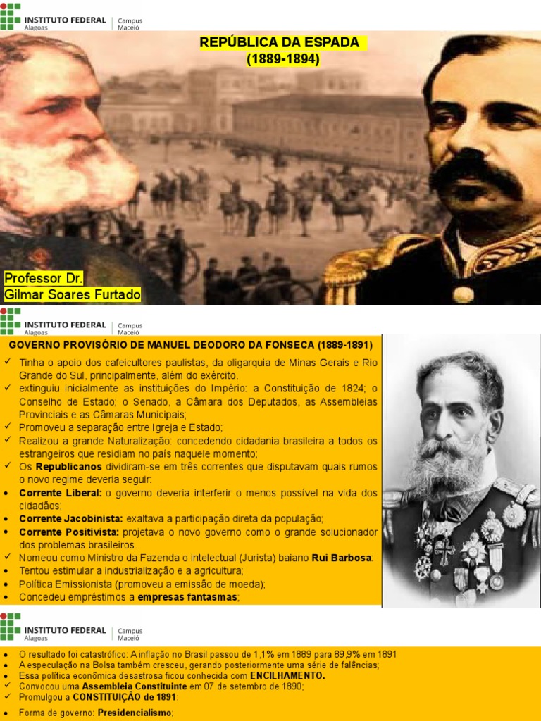 República da Espada: 1889-1894 | PDF | Brasil | Governo