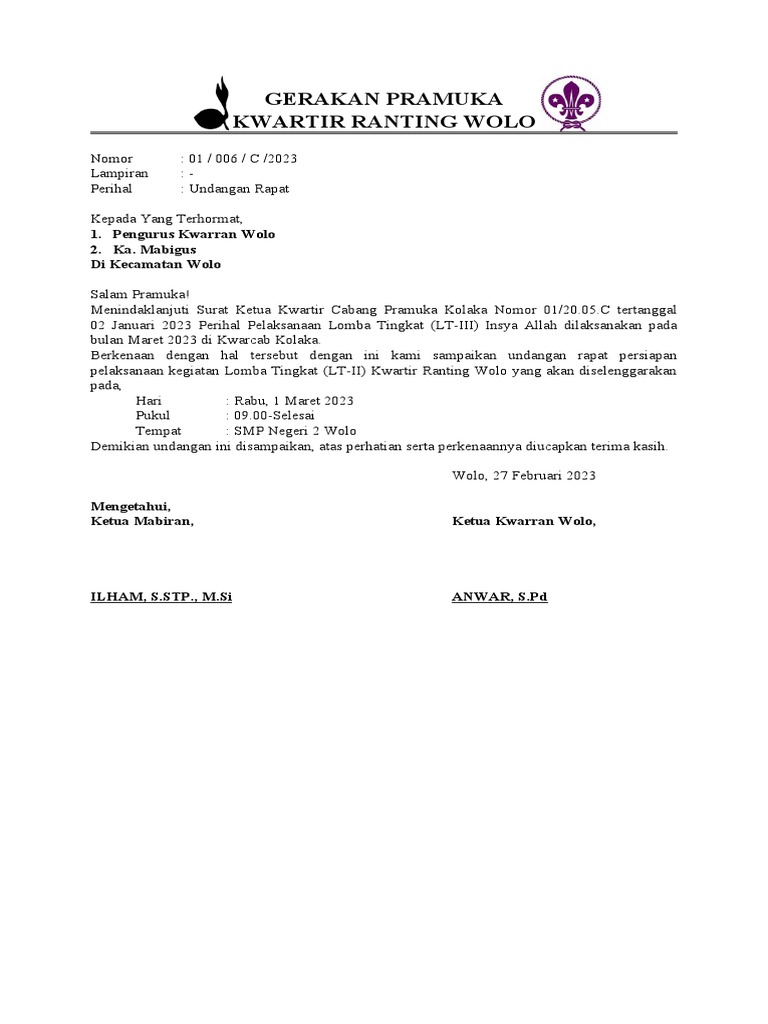 Contoh Undangan Rapat | PDF