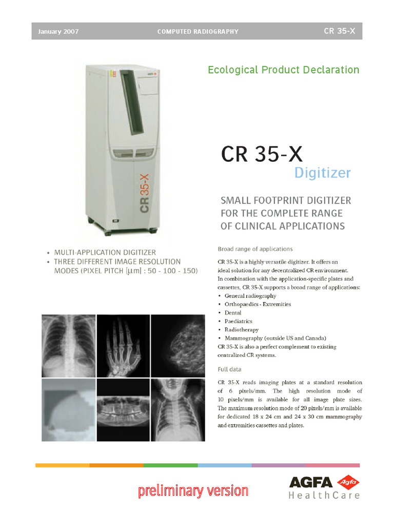 Agfa CR 35 X | PDF | Radiography | Waste Management