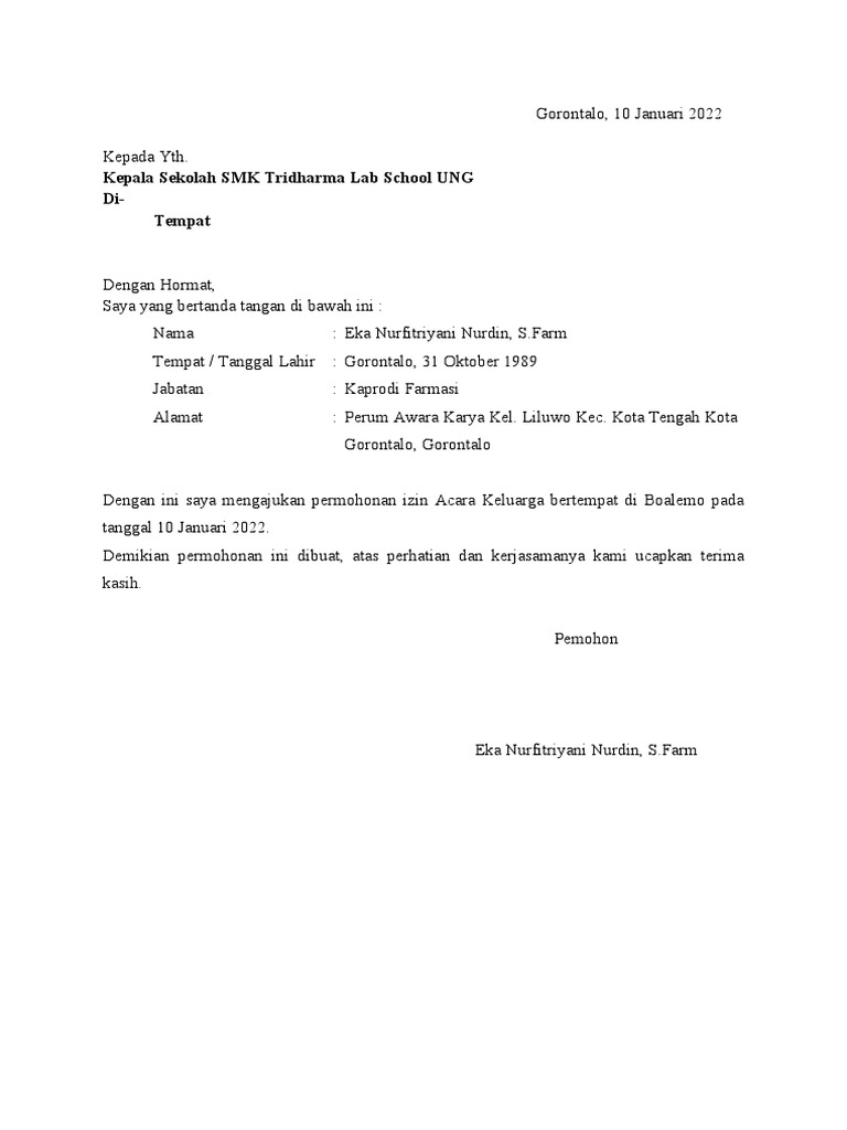 Surat Izin Guru.docx | PDF