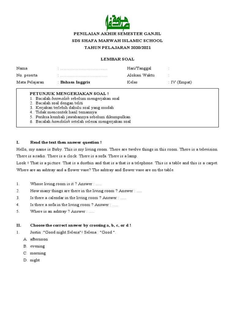 Panduan Lengkap Unduh Soal PAS B. Inggris Kelas 4