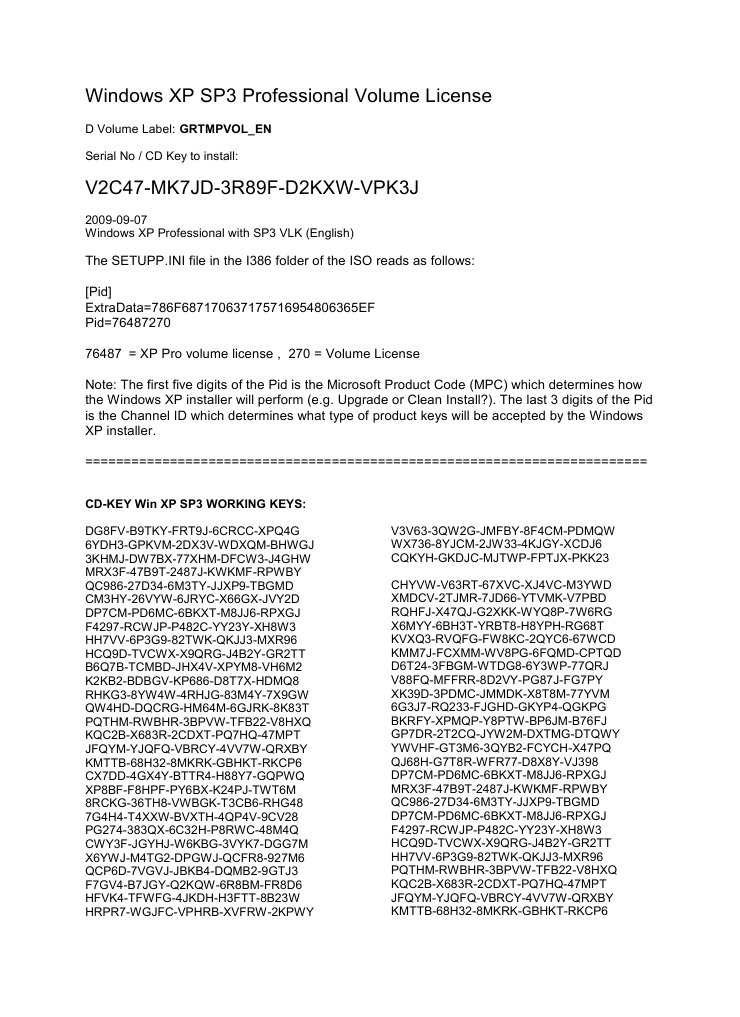 Windows XP SP3 Professional Volume License | PDF | Windows Xp.