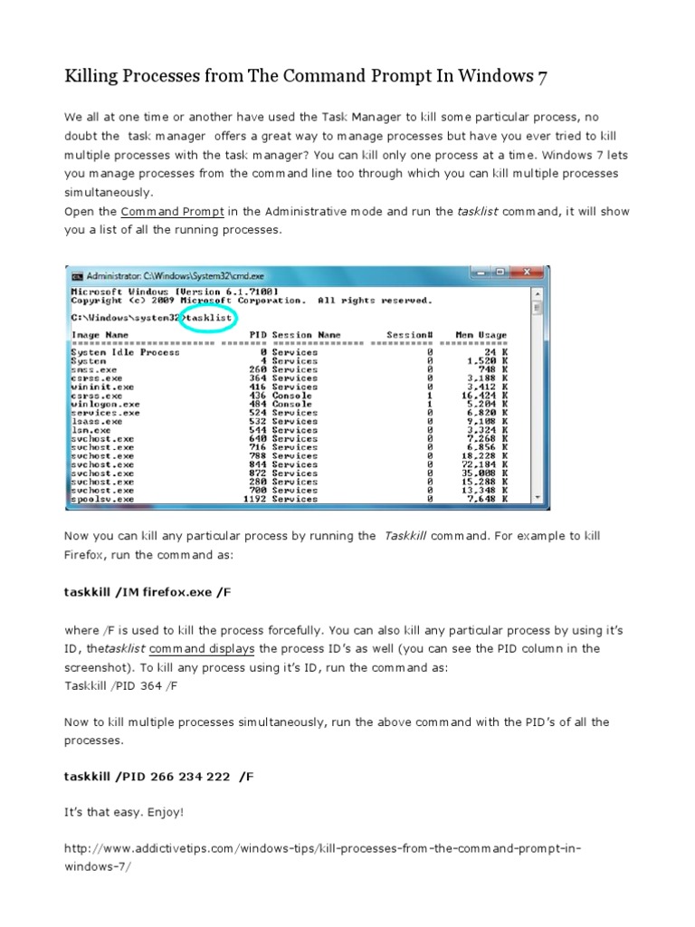 Kill Multiple Processes in CMD | PDF