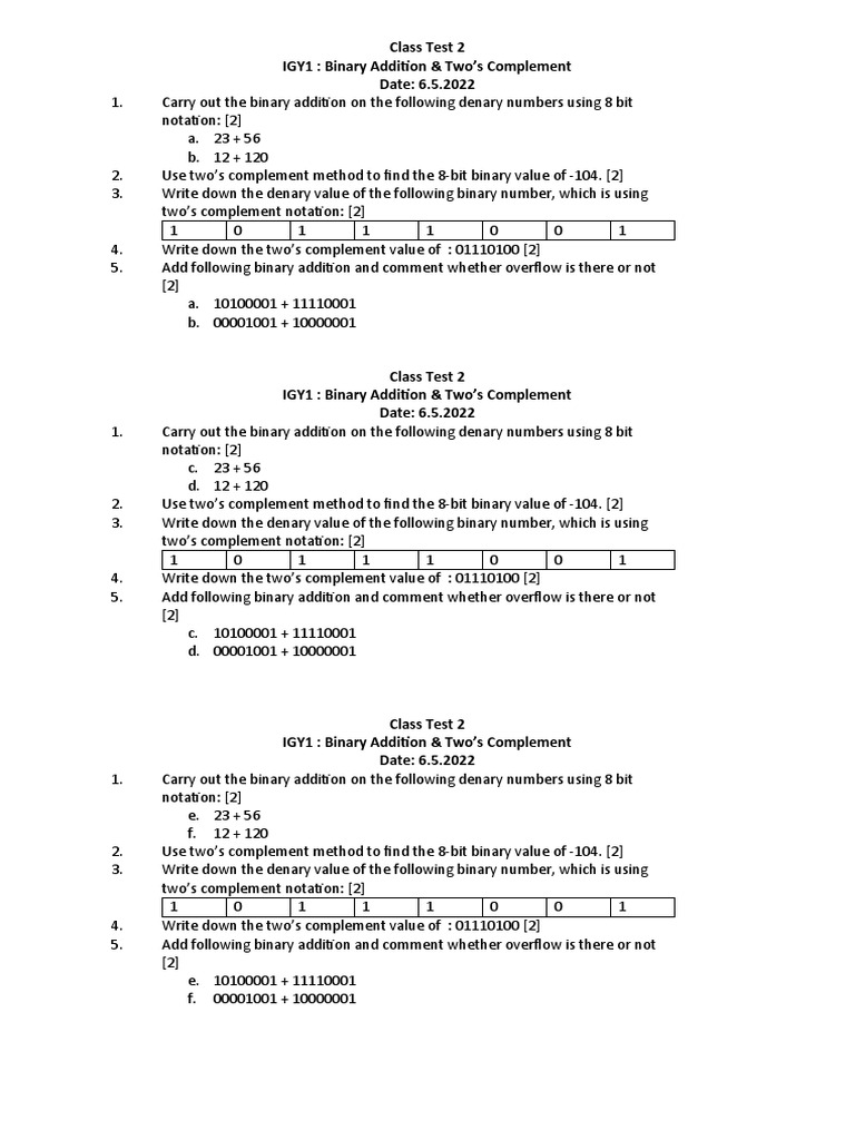 Class Test 1 | PDF