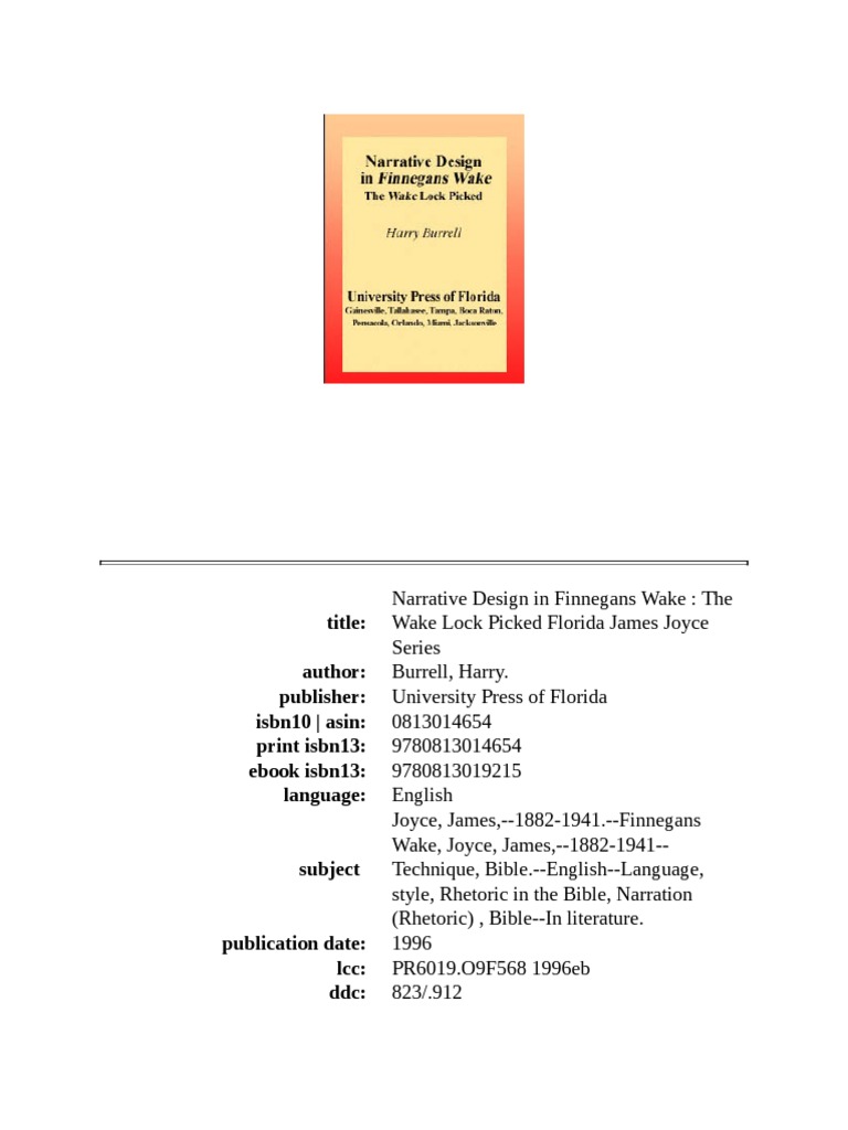 Narrative Design in Finnegans Wake - The Wake Lock Picked (Florida James  Joyce) (PDFDrive) PDF, PDF, James Joyce