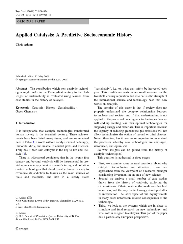 Lectura 1. Applied Catalysis. A Predictive Socioeconomic History PDF