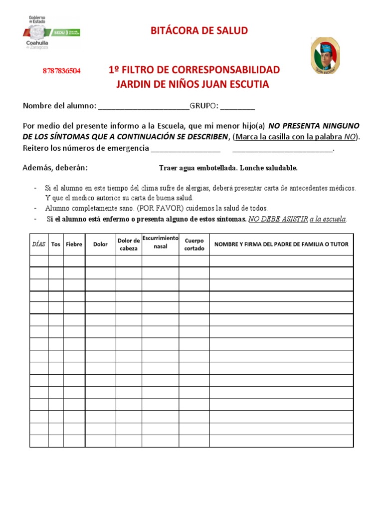 BITÁCORA DE SALUD (4) | PDF