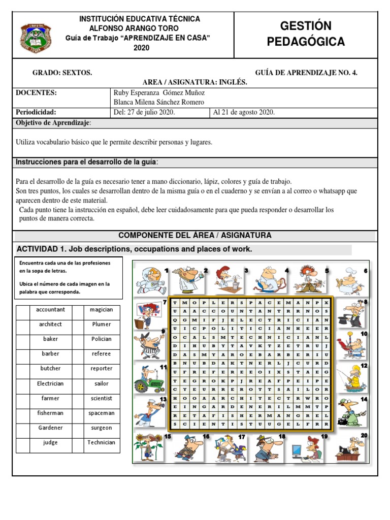 Guía de Inglés para Sexto Grado | PDF