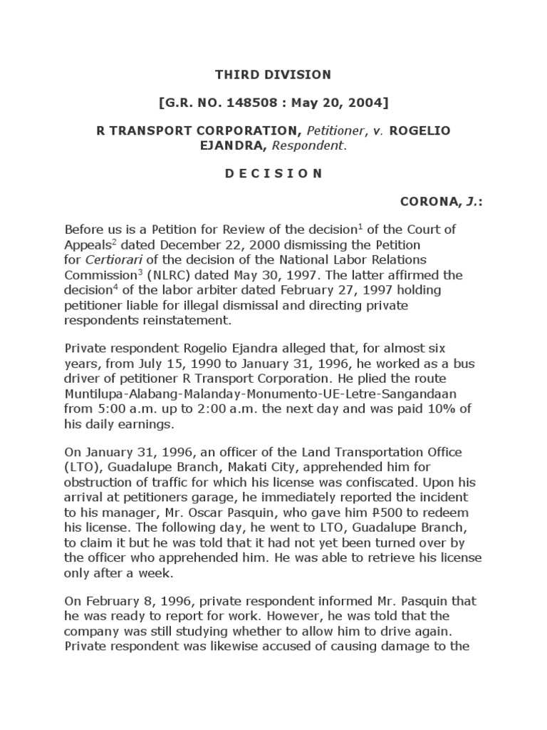16 r transport vs ejandra download free pdf employment appellate