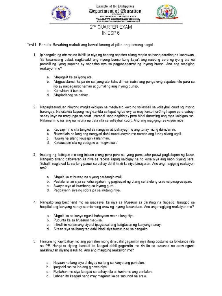 2nd Quarter Exam In Esp Pdf