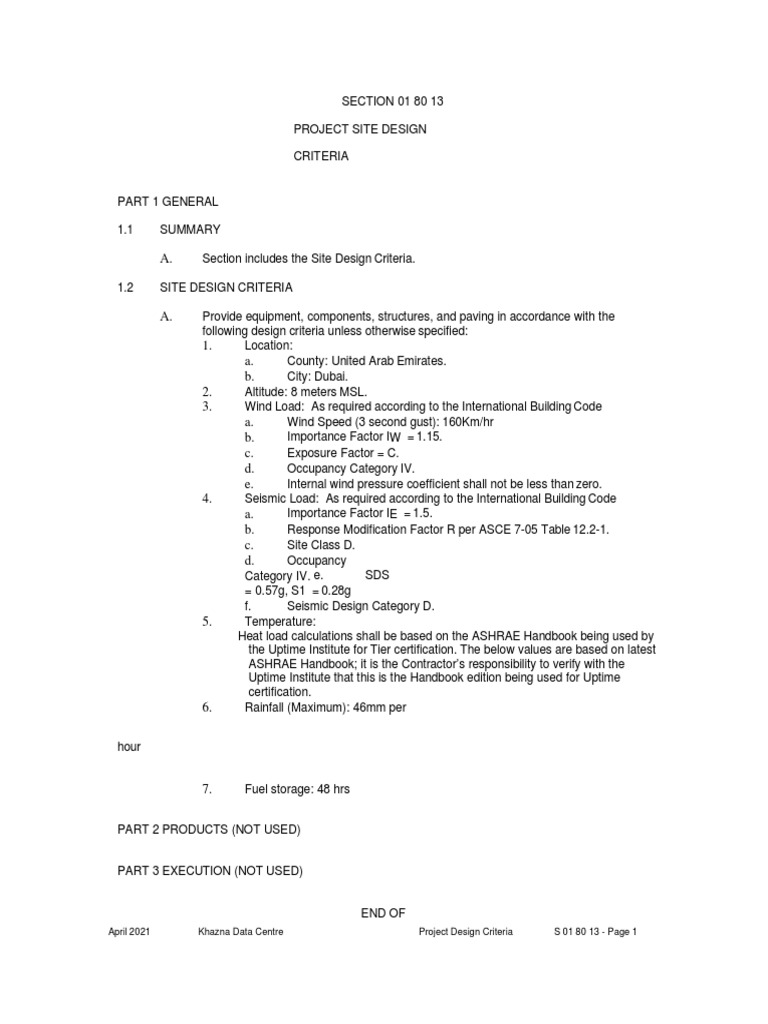 01 80 13 project site design criteria pdf pdf physical quantities