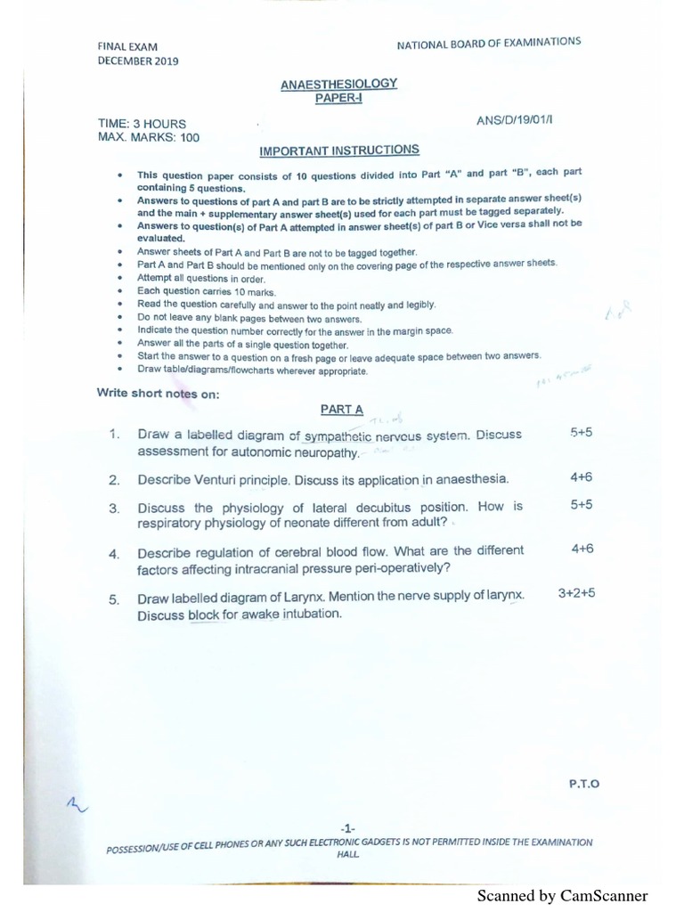 Anesthesiology Exam Papers 2018 | PDF | Anesthesia | Diseases And Disorders