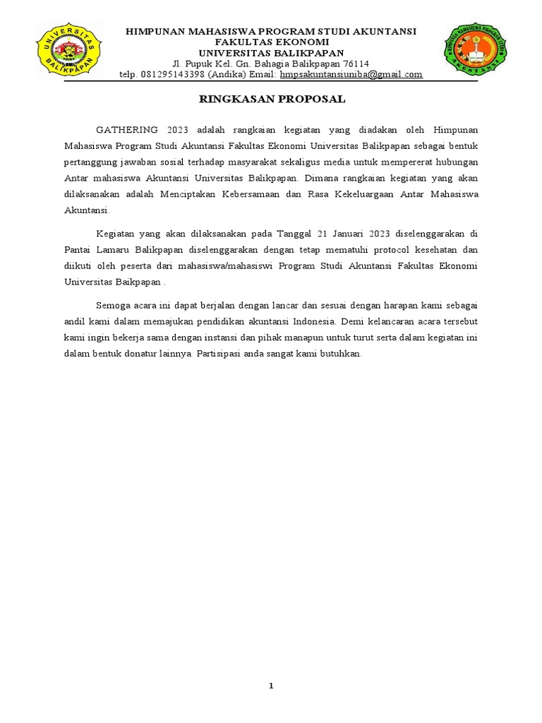 Proposal Kegiatan Gathering 2023 | PDF | Karier & Perkembangan | Bisnis