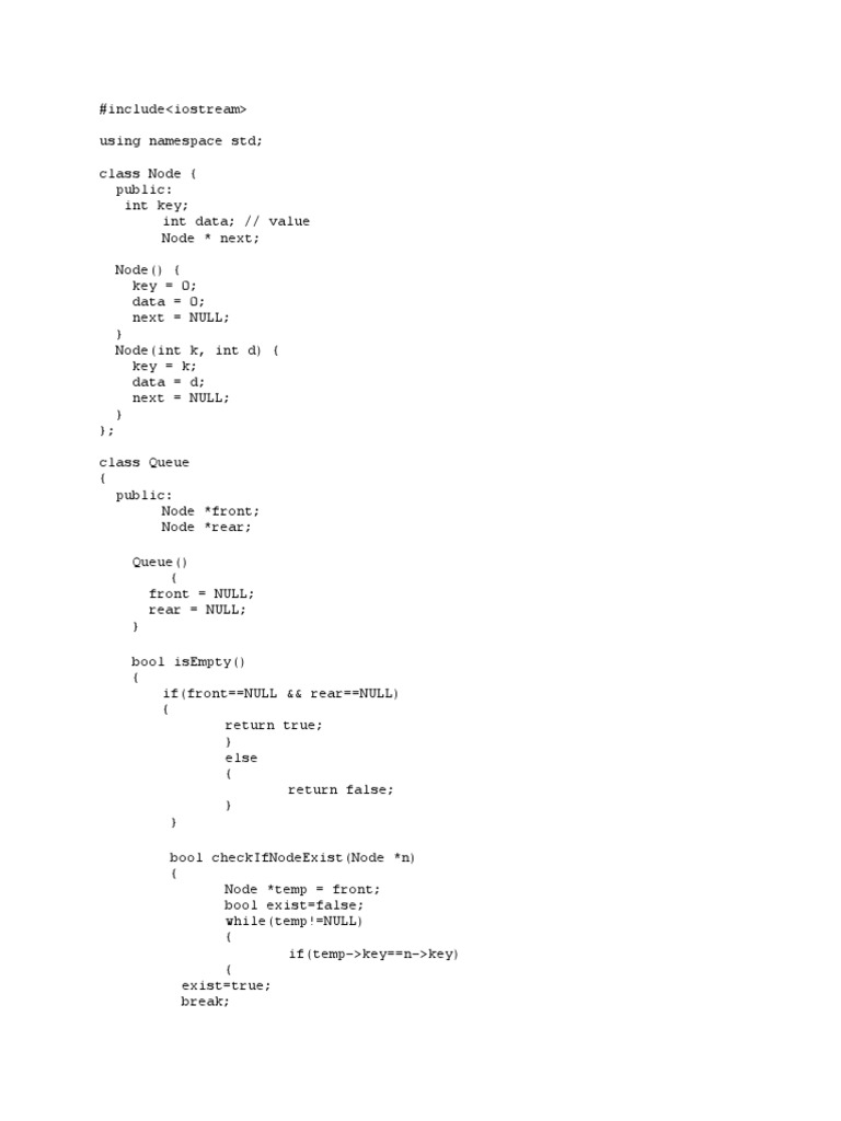 Full Queue Using Link List PDF Queue (Abstract Data Type) C++