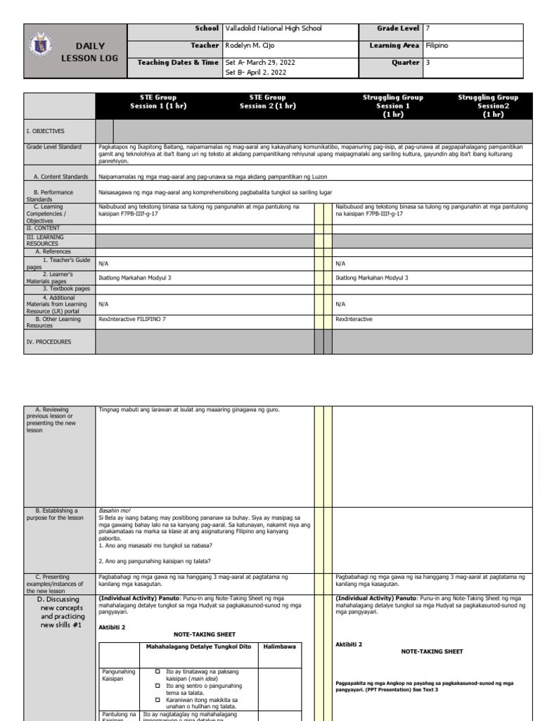 Dll grade 7 q 3 week 5 pdf