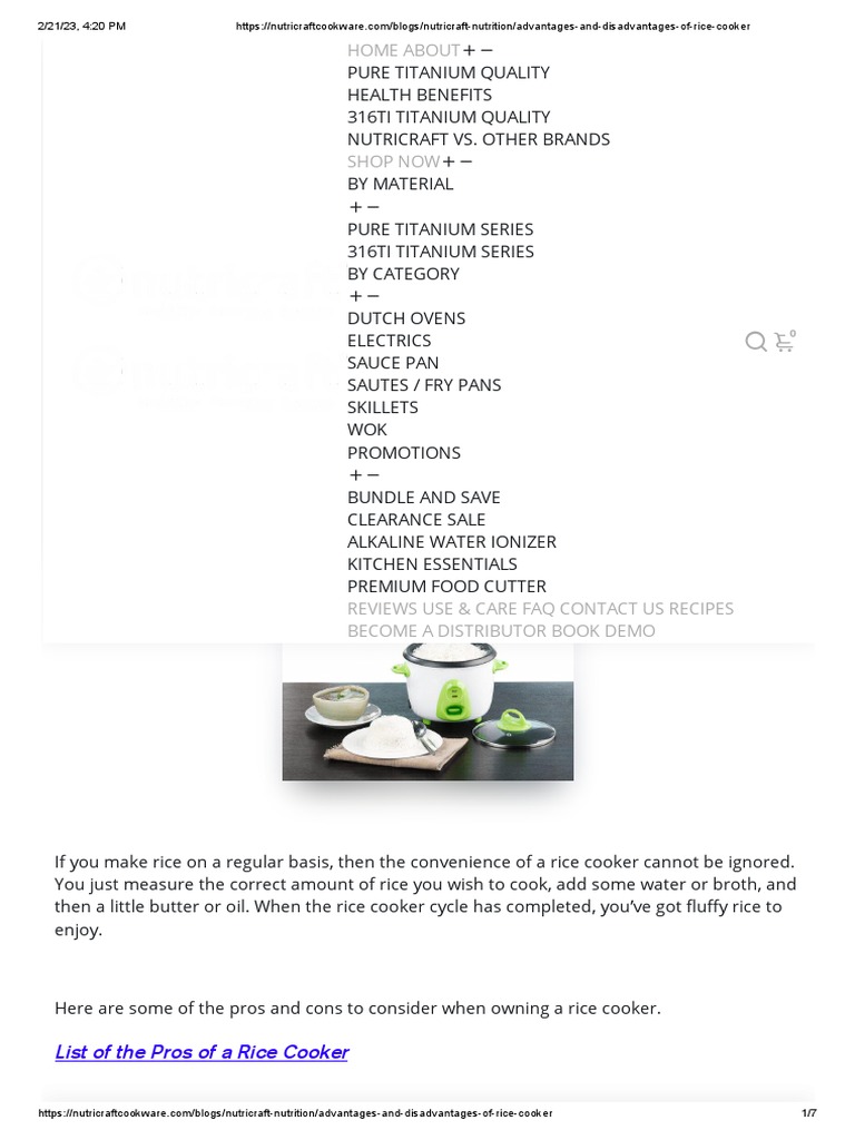 Advantages and Disadvantages of Rice Cooker Download Free PDF