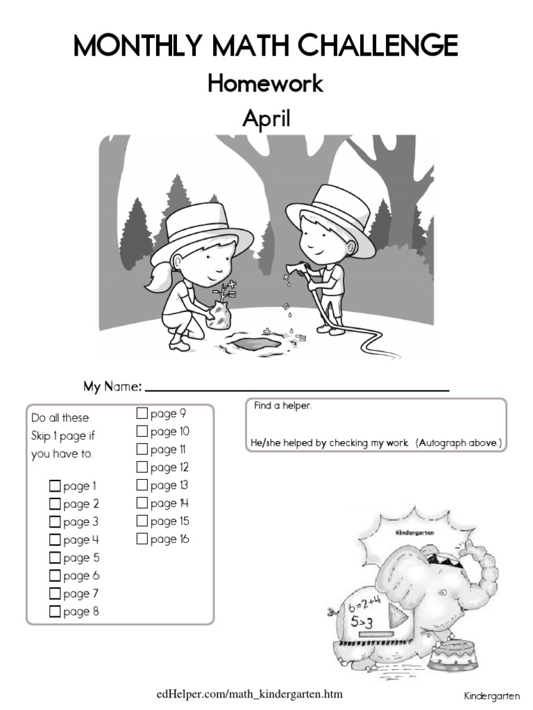 Kindergarten Math Homework: Skip Pages and Complete Patterns | PDF