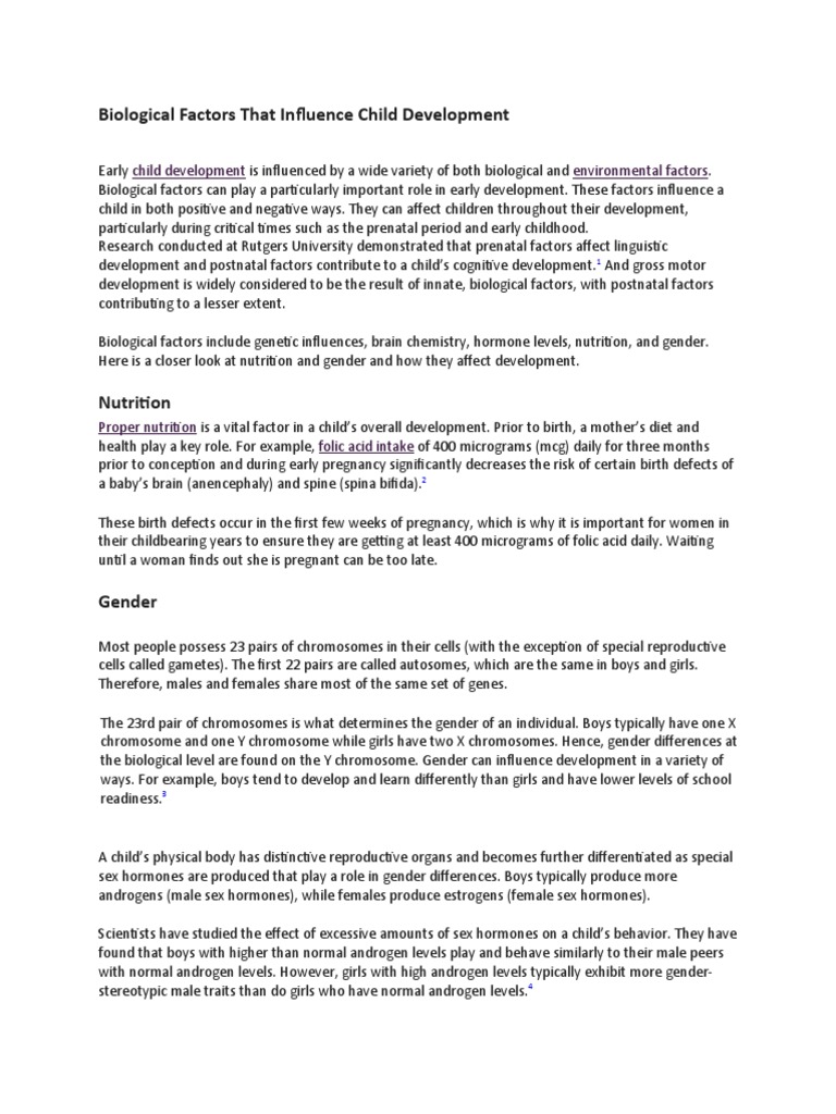 Biological Factors That Influence Child Development Pdf Sex Androgen