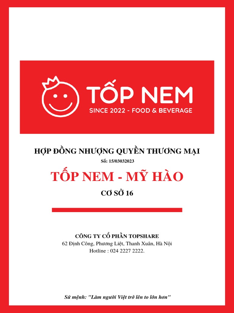 Hợp đồng Nhượng quyền TOPNEM | PDF