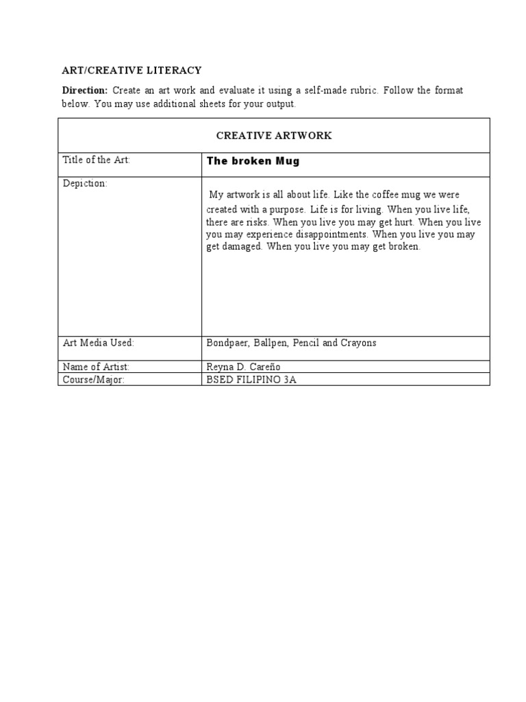 Activity For Creative Literacy | PDF