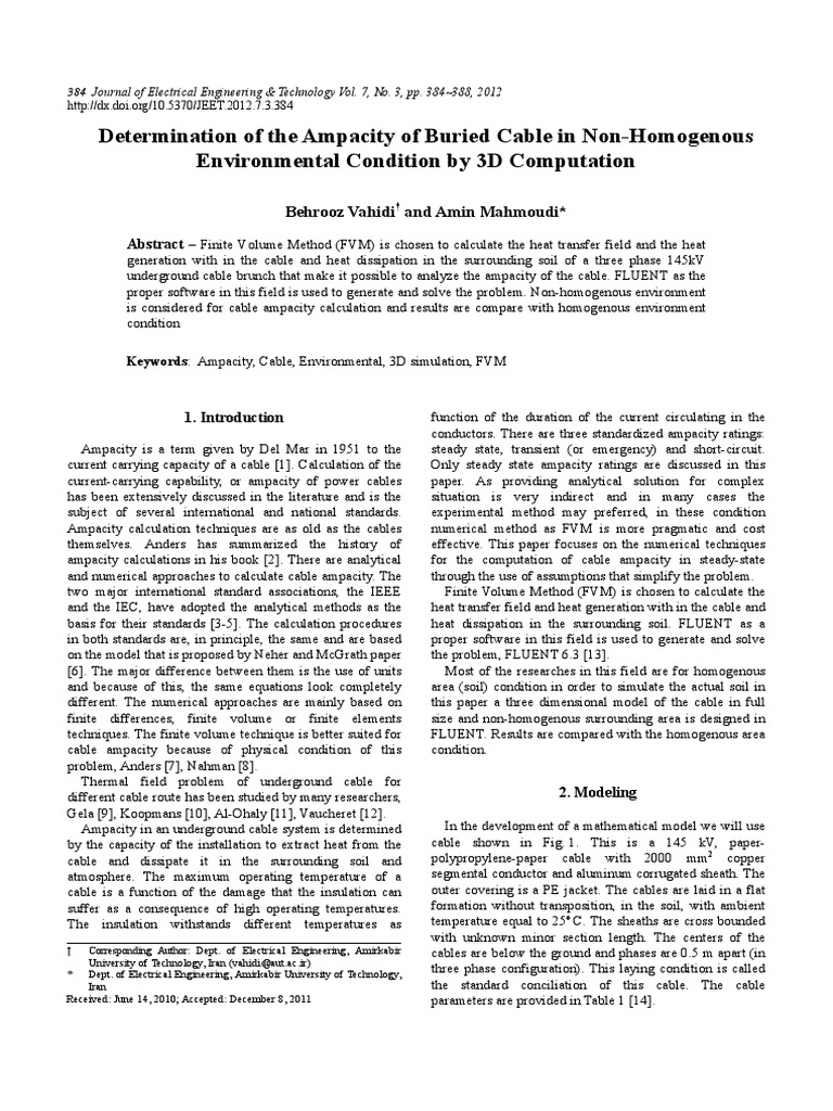 Ampacity of Buried Cable Analysis | PDF | Electrical Resistivity And ...