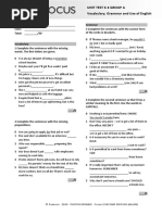 Unit Test 6 Group A Vocabulary, Grammar and Use of English