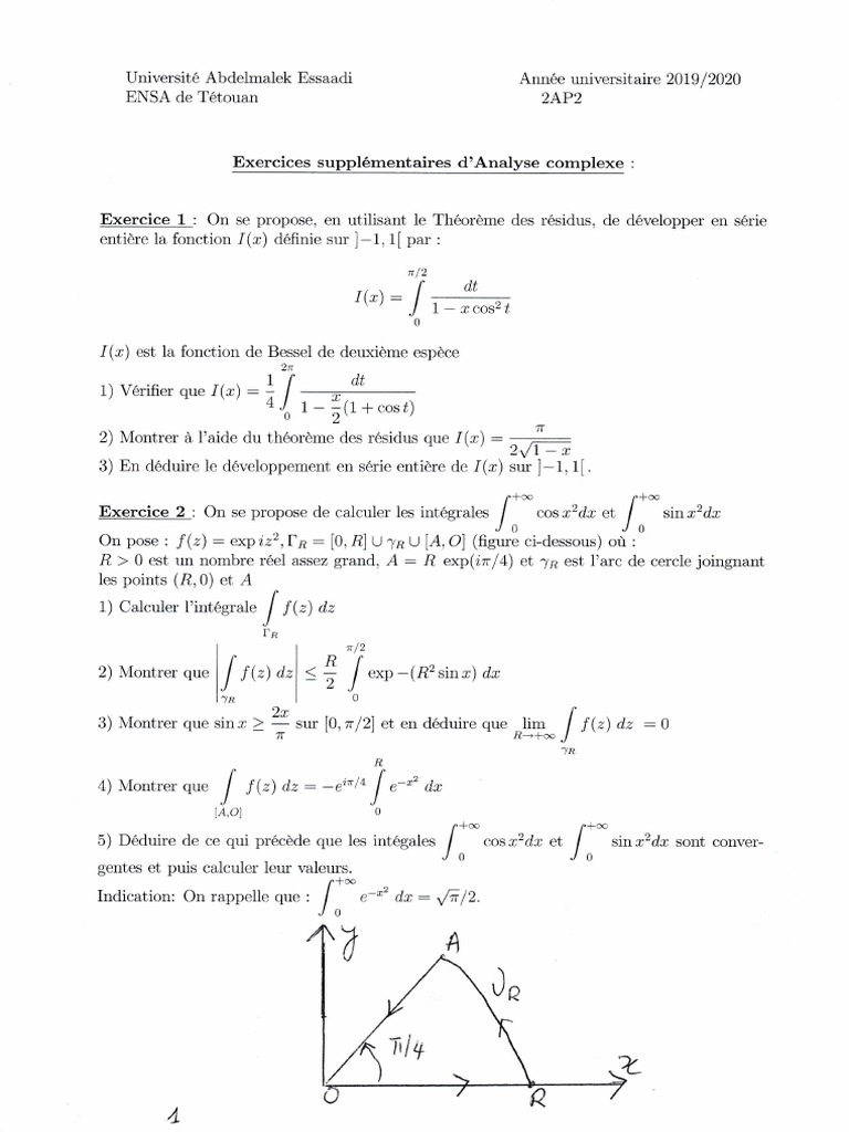 Exercices d'Analyse Complexe 2019-2020 | PDF | Physique mathématique ...