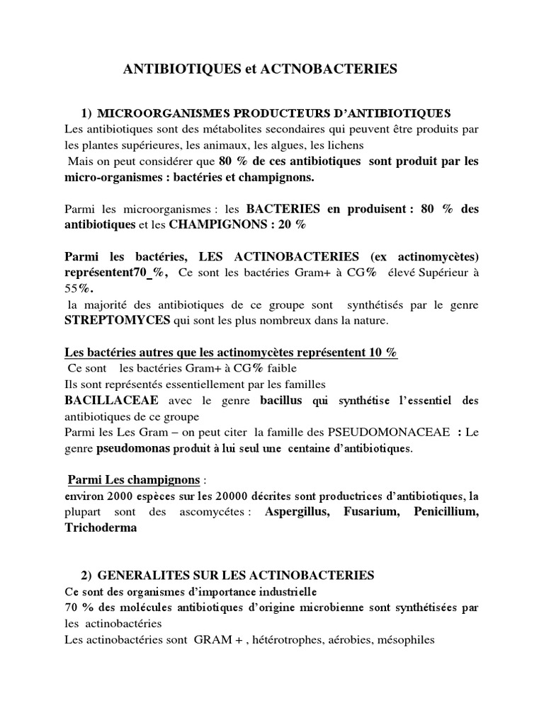 Antibiotiques et Actinobactéries | PDF | Bactérie | Micro-organisme