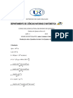 Resolução sobre Questões de teste I de Química física II