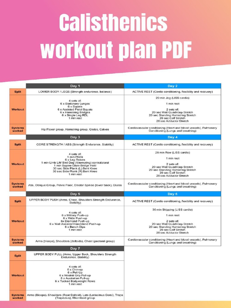 Calisthenics Workout Plan PDF 2 PDF