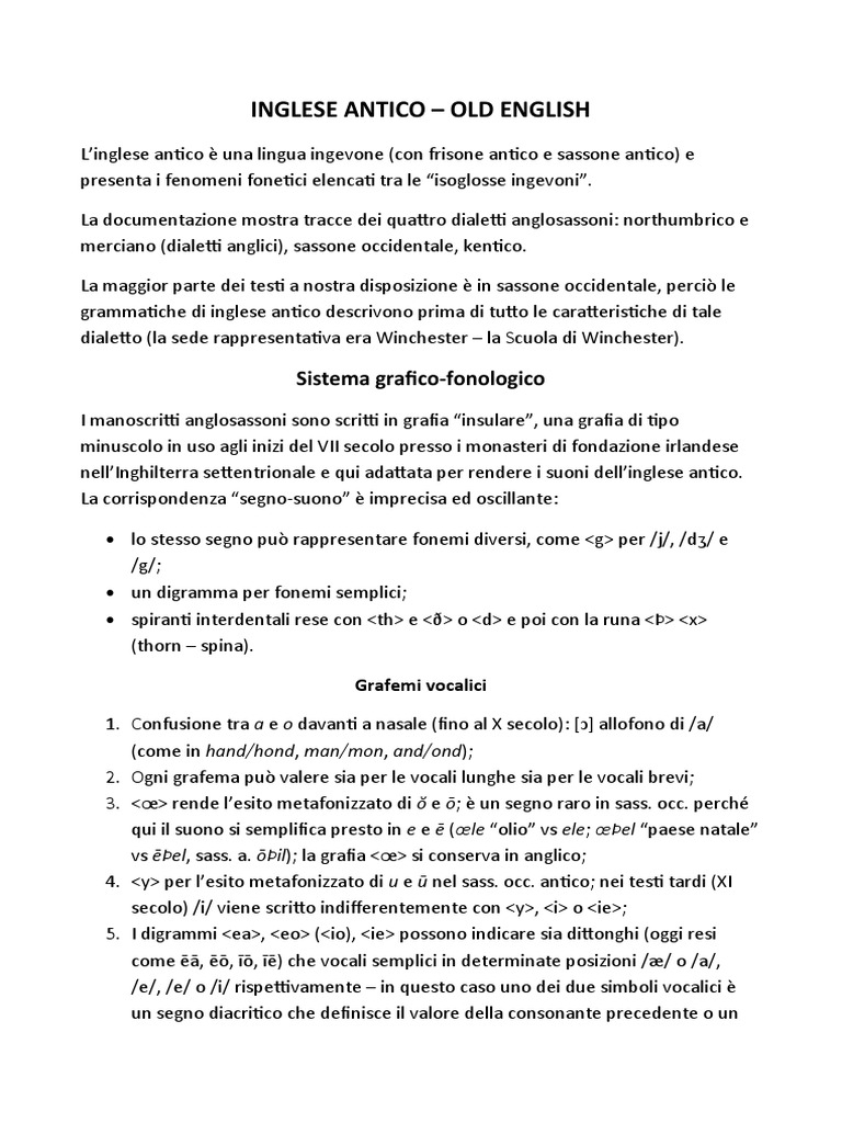 Inglese Antico Old English PDF