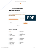 222 Excel Shortcuts For Windows and Mac - Exceljet PDF