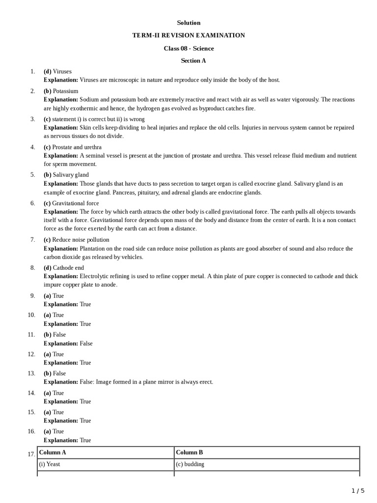 8th Science Revision Answer Key Pdf Fertilisation Atmosphere Of Earth