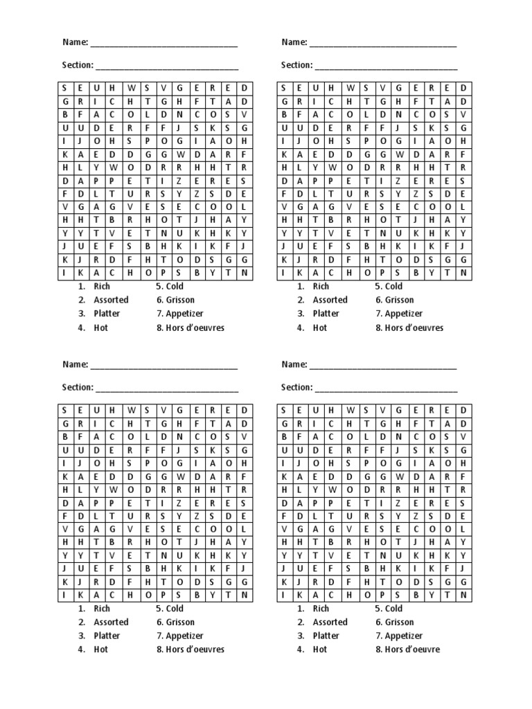 CROSSWORD Download Free PDF Hors D'oeuvre Foodservice