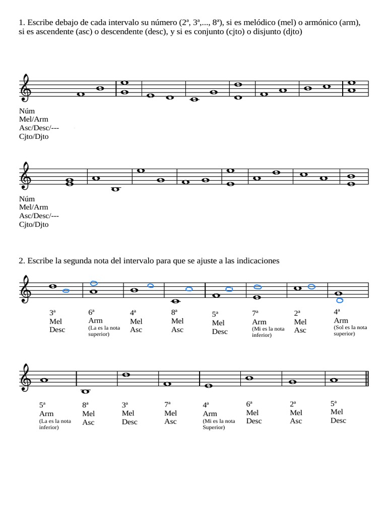 Ejercicios De Intervalos Musicales Pdf Composiciones Musicales
