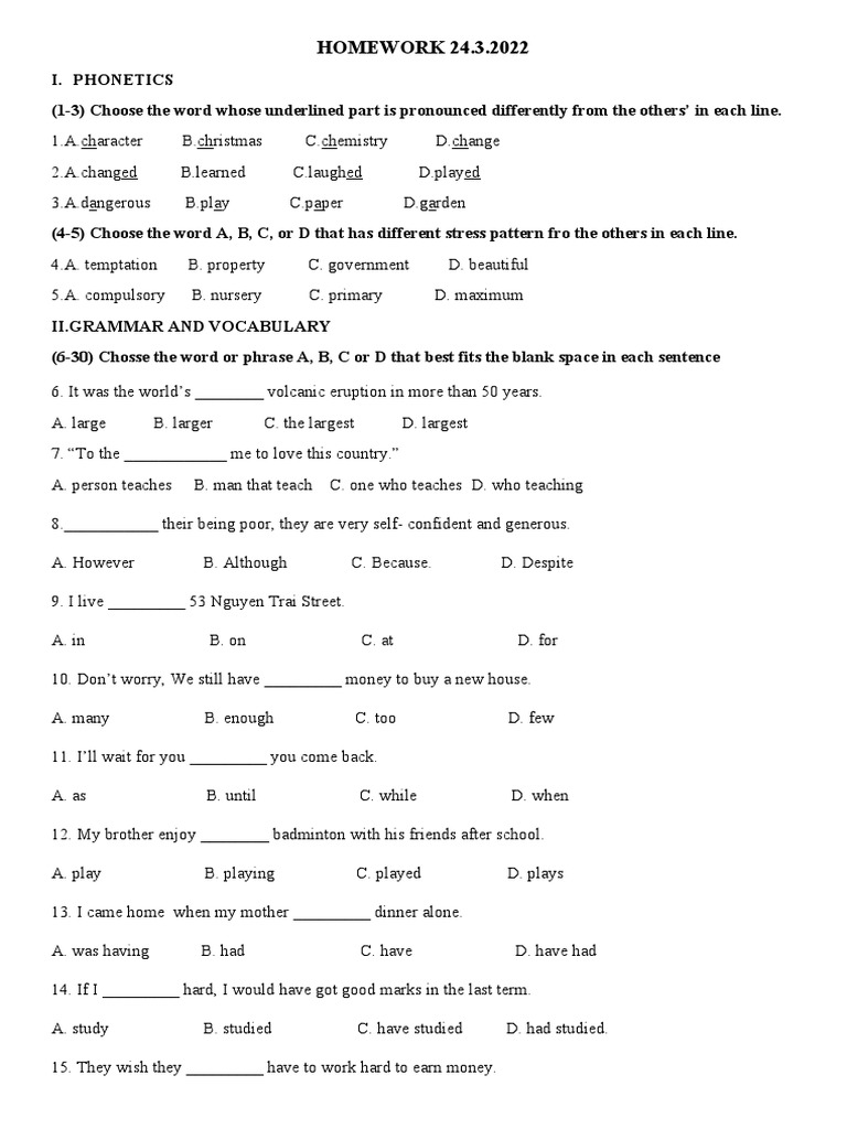 Phonetics and Grammar Exercises Guide | PDF