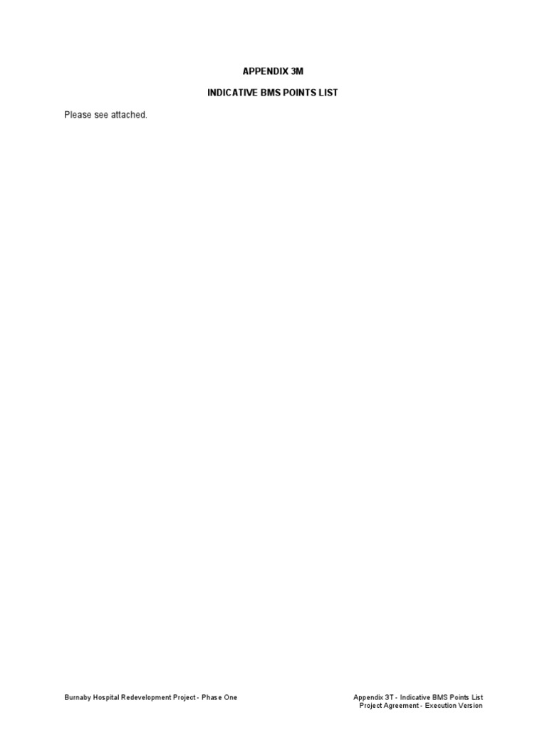 Indicative BMS Points List for Burnaby Hospital | PDF | Building ...