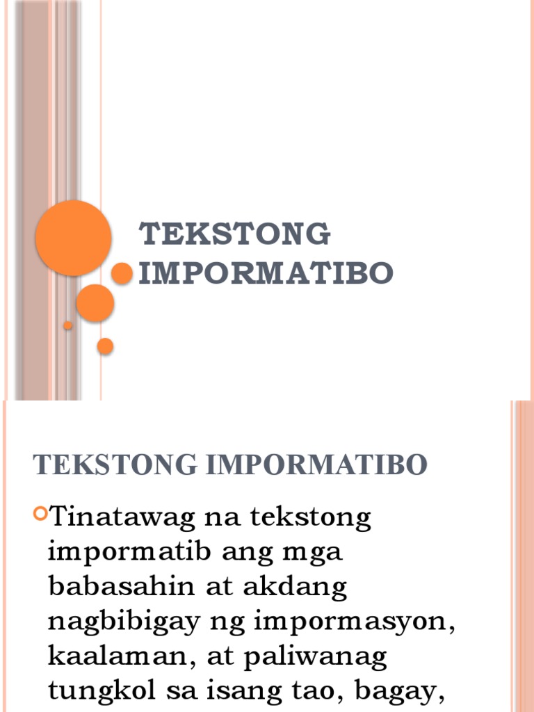Ano Ang Tekstong Impormatibo | PDF