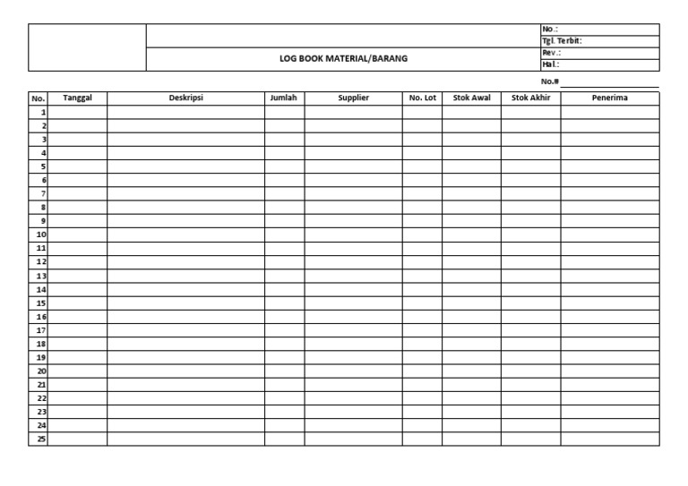 Logbook Barang & Material Masuk PDF