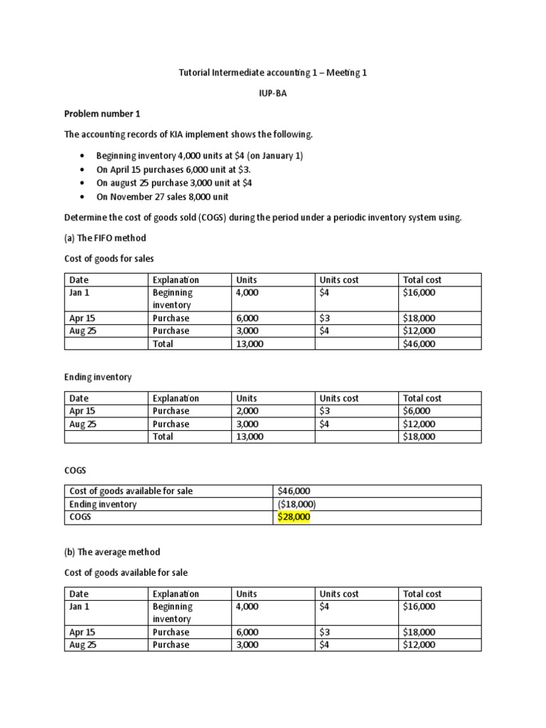 Tutorial Intermediate Accounting 1 - Meeting 1 (Answers) | PDF | Cost ...