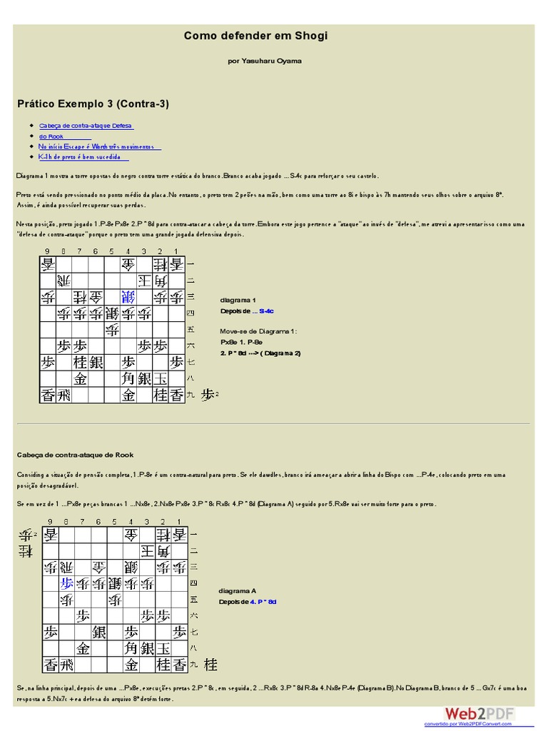 Defesa em Shogi PDF | PDF | Aberturas (xadrez) | Estratégia de xadrez