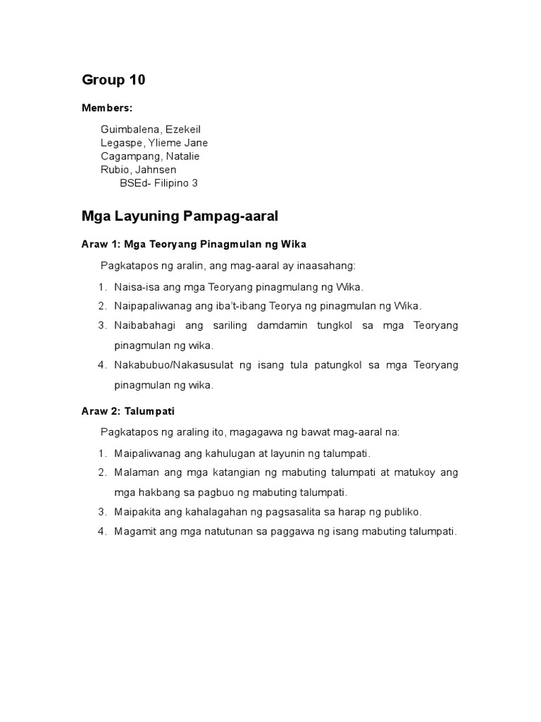 Group 10 Learning Plan | PDF