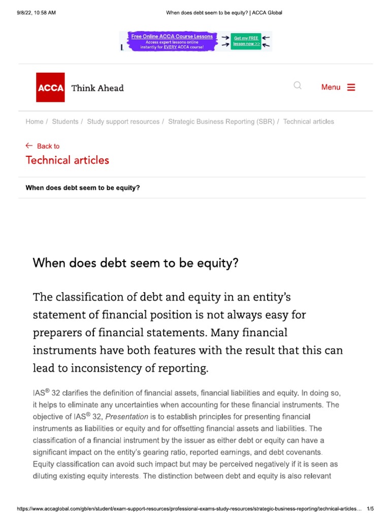 Difference Between Debt & Equity | PDF