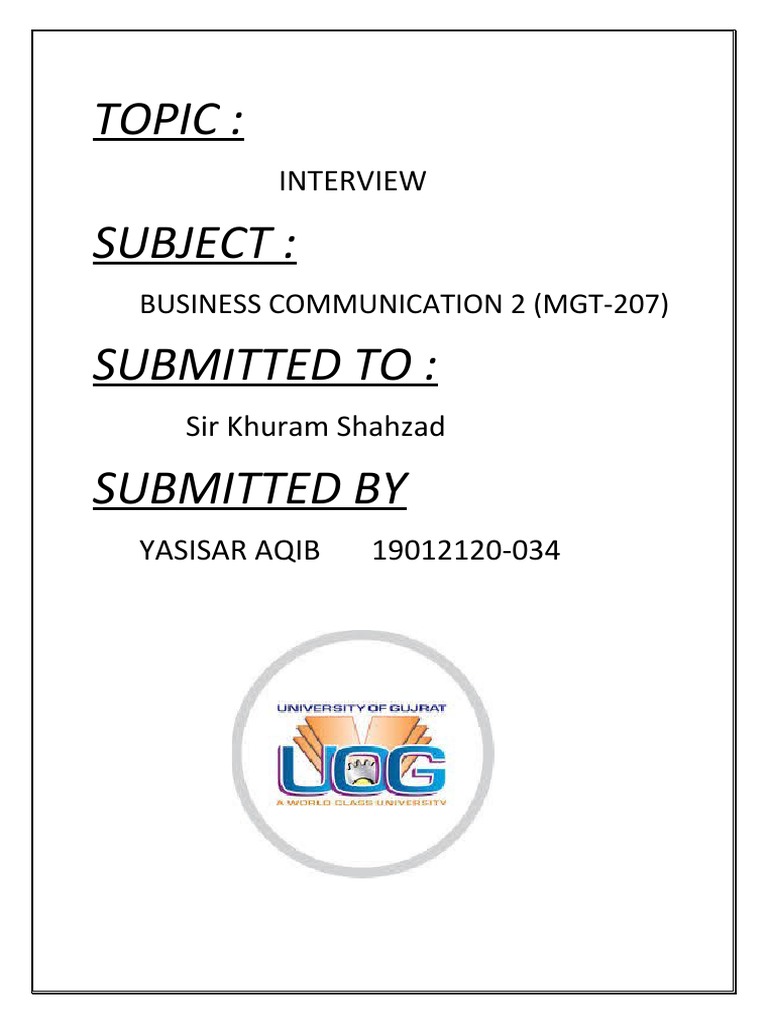 Business Communication 2 A2 Aqib Pdf Job Interview Cognition