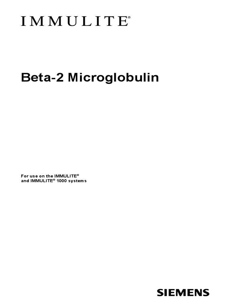 Beta2 Microglobulin IMMULITE and IMMULITE 1000 PDF Kidney Assay