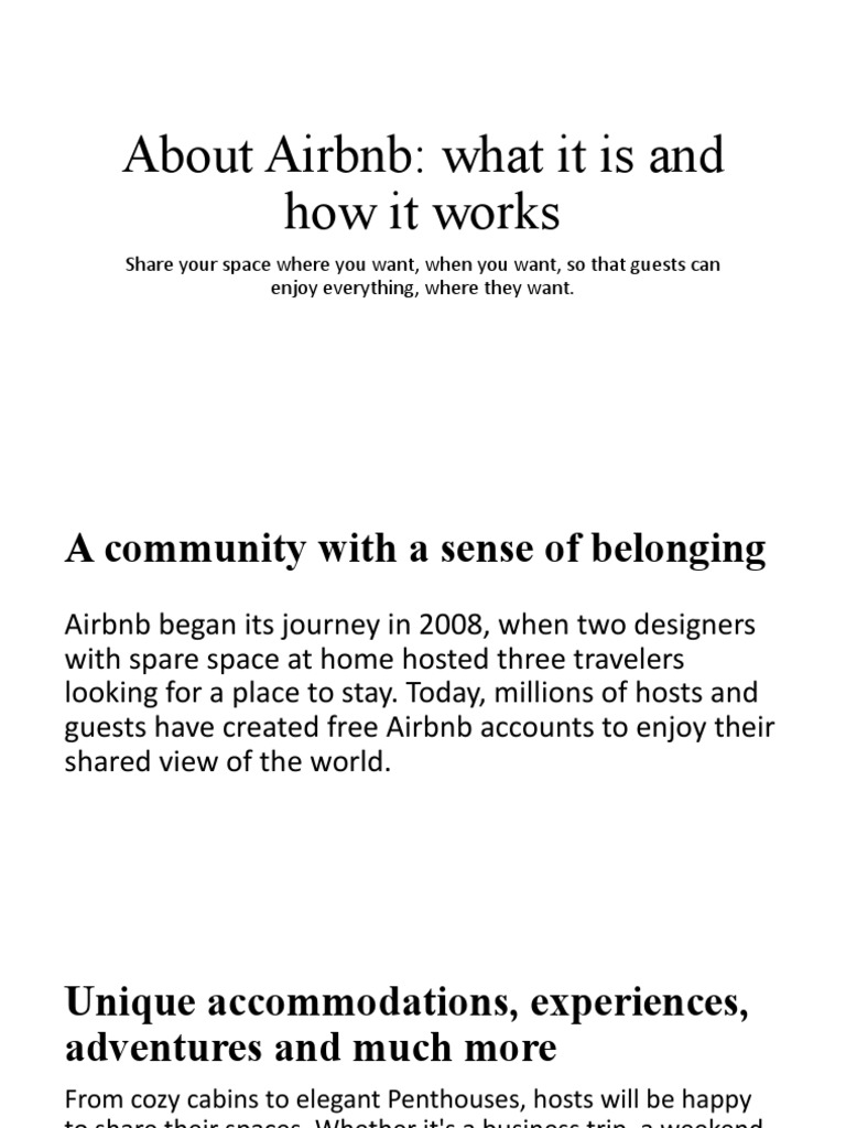 Presentation Airbnb Profile PDF Market (Economics) E Bay