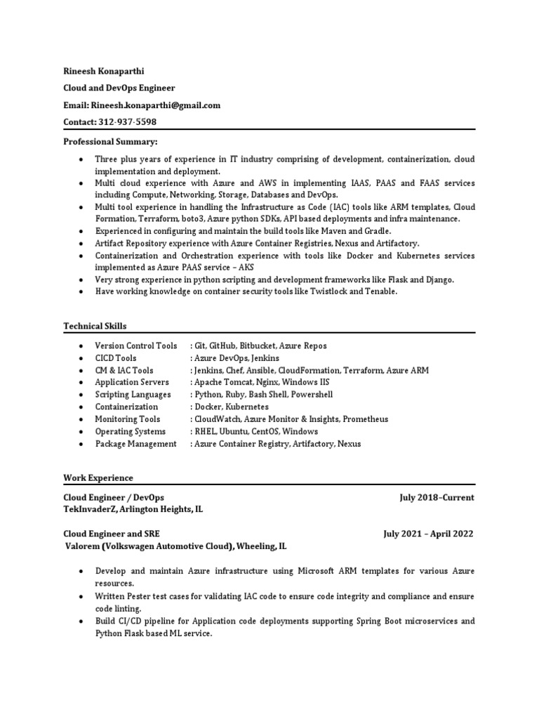 Cloud DevOps Engineer Resume Summary | PDF | Microsoft Azure | Cloud ...