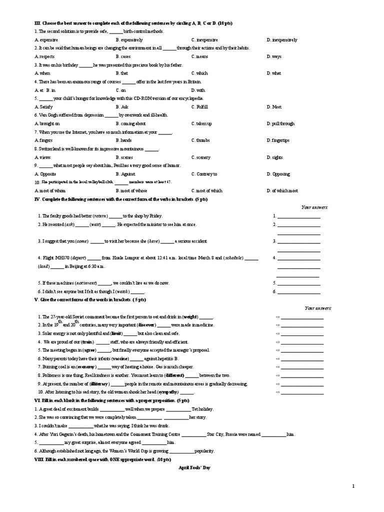 Sentence Completion Practice Test | PDF | Language Arts & Discipline
